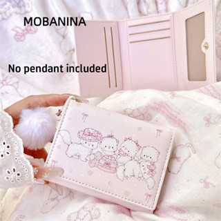 Ví Đựng Tiền Xu MOBANINA, Ví Ngắn Da PU Đa Năng, Thời Trang Có Thể Gập Lại Màu Hồng Kawaii Mèo In Thẻ Tín Dụng Nữ Cô Gái Du Lịch