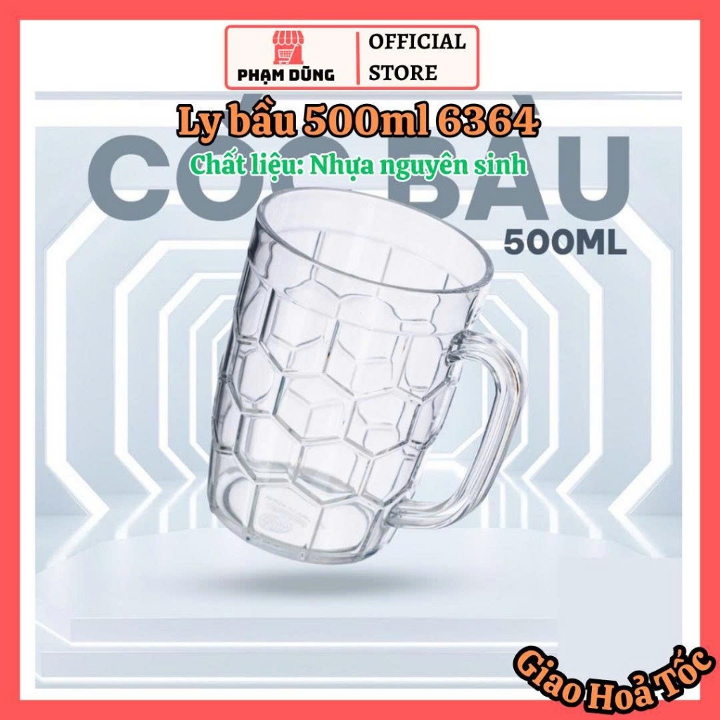 Cốc bầu 500ml , ly nhựa uống nước , bia , sinh tố Việt Nhật 6364