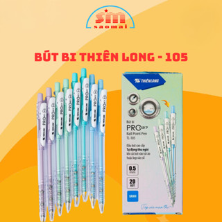 Combo 5/10/20 Bút bi Thiên Long Pro 027 TL-105 - màu mực Xanh, thân bút pastel phù hợp cho học sinh, sinh viên