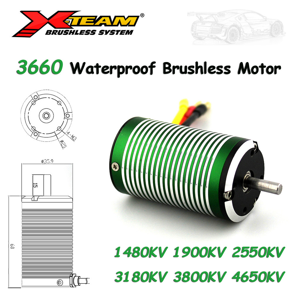 X-TEAM 3660 Động cơ không chổi than chống nước 1480KV 1900KV 2550KV 3180KV 3800KV 4650KV cho xe tải 