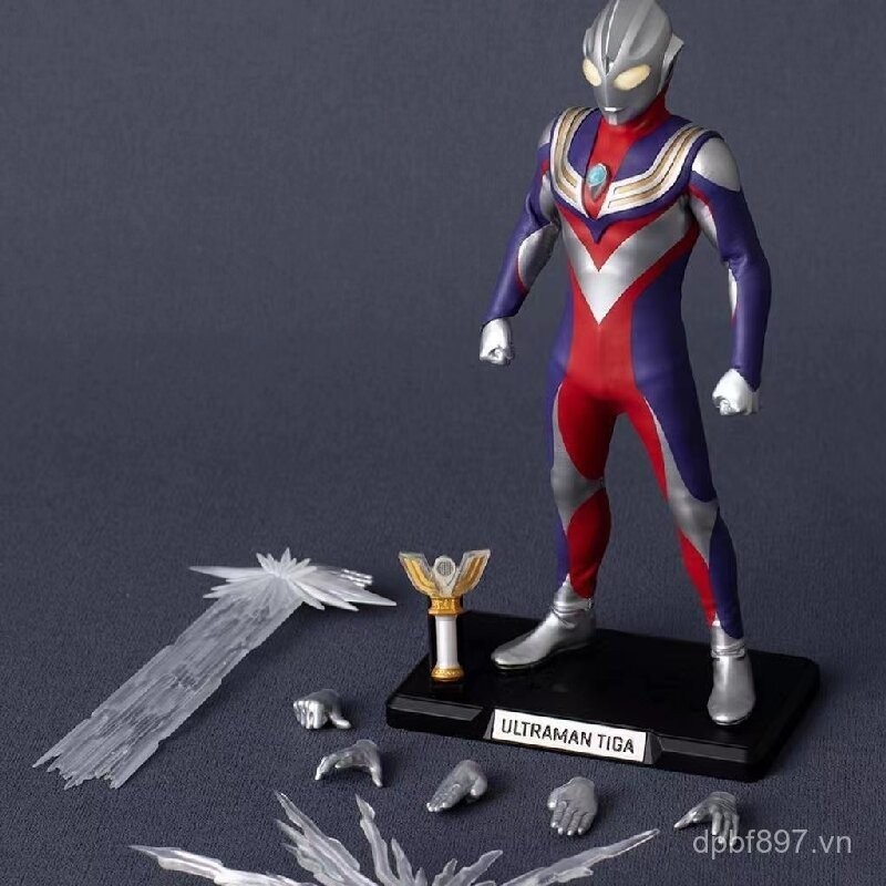 Mô Hình Ultraman Tiga Điêu Khắc Xương Thật ACT Khớp Di Động Mô Hình Trang Trí Hộp Quà Tặng
