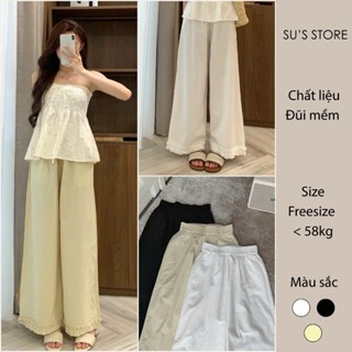 Quần Ống Rộng Ống Mềm Bèo Nhẹ Dáng Suông Dài Chất Thô Đũi SUSSTORESG Q510 Thời Trang Nữ