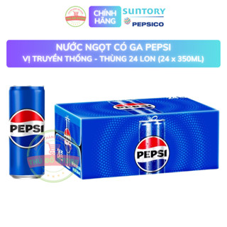 Nước Uống Có Ga Pepsi Vị Truyền Thống (Xanh) - Thùng 24 Lon x 350ML