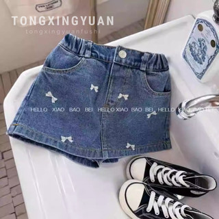 Bé Gái Nơ Culottes Mùa Hè Trẻ Em Thời Trang Cho Bé Quần Short Denim Ngọt Ngào
