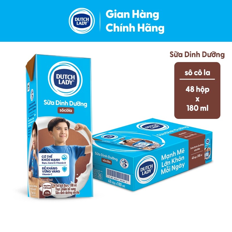 Thùng 48 Hộp Sữa Dinh Dưỡng Dutch Lady Socola 48x180ml