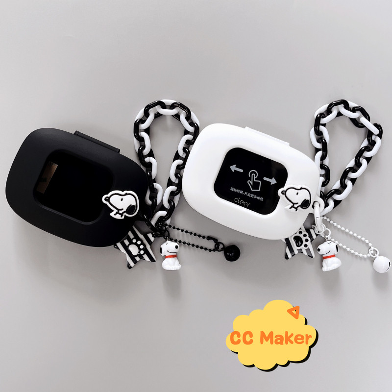 For Cleer ARC 3 ANC Case Cleer ARC 3 Pro Silicone Soft Case Cartoon Snoopy Bracelet Keychain Cute Pe