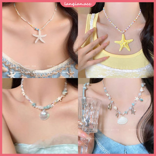 Mùa Hè Bên Biển Ngày Lễ Phong Cách Đính Hạt Vòng Cổ Nữ 2025 Mới Sao Biển Vỏ Xương Đòn Dây Xích Phụ Kiện Thời Trang