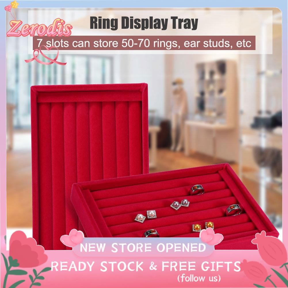 Zerodis Jijaka-vn Brino Ring Display khay 4 Colors Slot Fashion Jewelry Streener Case Case Showcase 