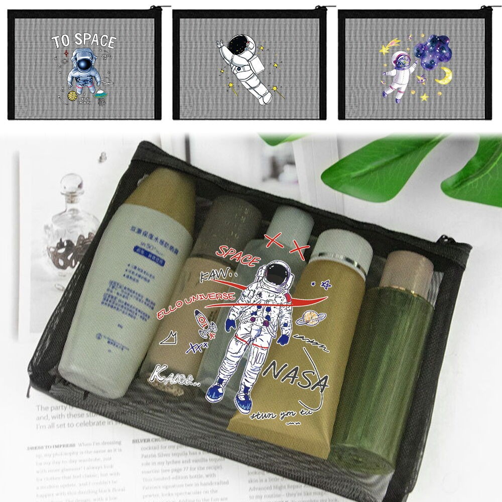 Mesh cosmetic bag storage bag mesh cosmetic bag Travel Portable Cosmetic Bag Spot goods astronaut Se