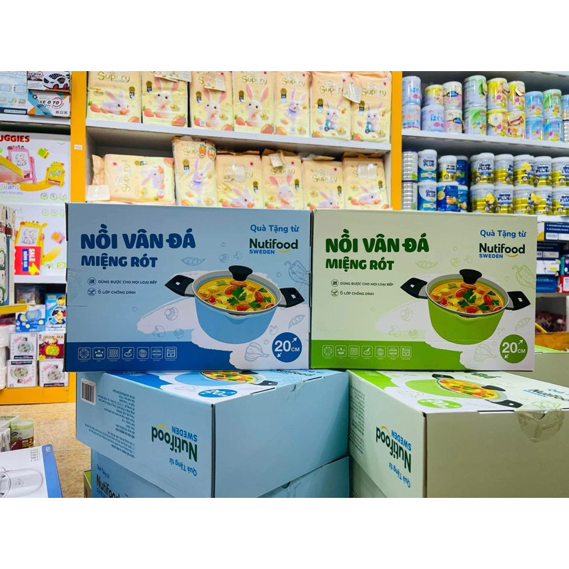 Chảo chống dính vân đá đáy từ 26cm Green Cook quà khuyến mãi Nutifood