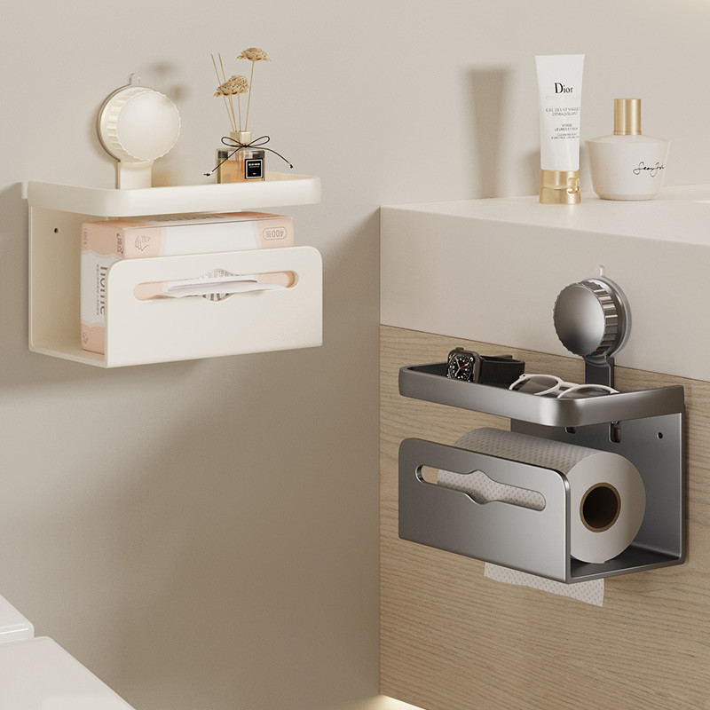 Preferred#Bathroom Toilet Paper Holder Suction Cup No-Drill Tissue Rack Toilet Paper Box Bathroom Wa
