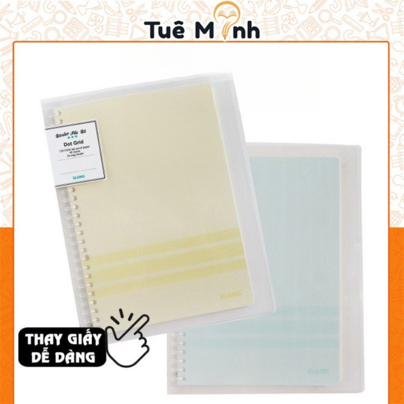 Sổ còng Klong B5 40 tờ Dot gird Ms545 [Chọn Màu] 5 tab phân trangVPPTUEMINH, còng nhựa Klong refill