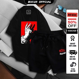 Bộ quần áo nam  cổ tròn nam hè DAVIL HAND , bồ đồ  nam hè cao cấp, bộ quần áo cộc tay 100 % cotton unisex nam nữ