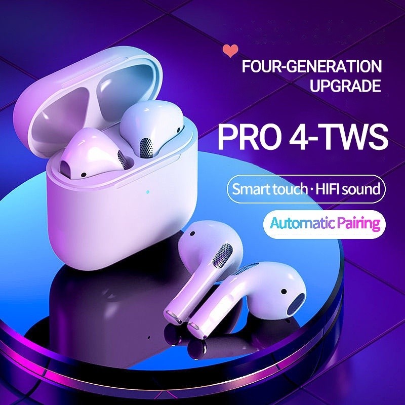 Tai nghe nhét tai Bluetooth 5.0 không dây thực sự Pro4, Cuộc gọi rõ ràng, Cảm ứng thông minh, Âm thanh có độ trung thực cao, Thích hợp cho nhiều hệ thống điện thoại di động
