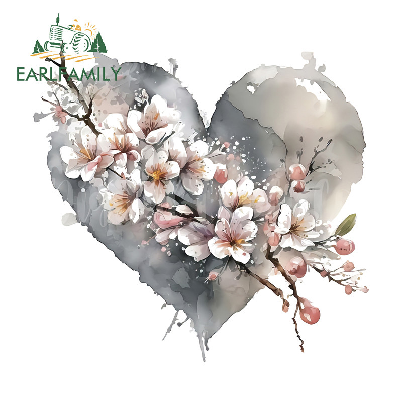 EARLFAMILY Hoa Anh Đào Trái Tim Clipart Dán Xe