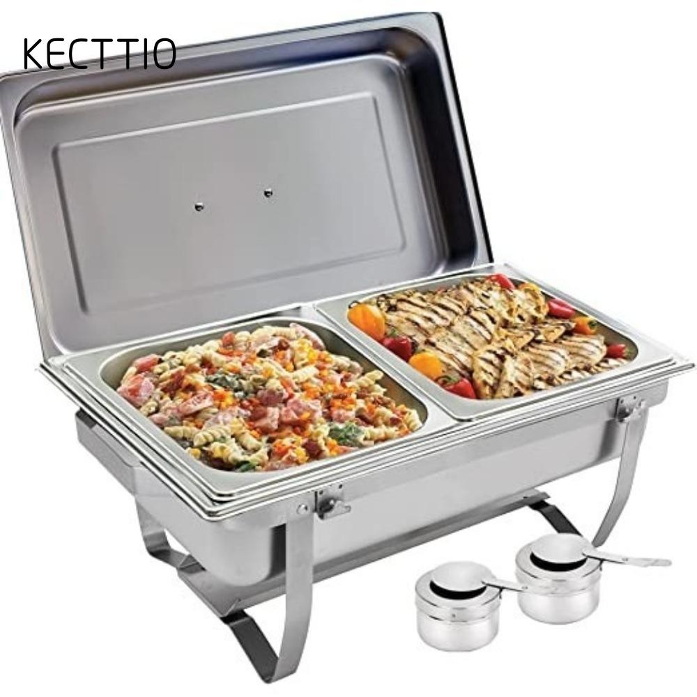 Đĩa Chafing Buffet KECTTIO, Máy hâm nóng thức ăn tự chọn hình chữ nhật đa chức năng, Có thể gập lại 1 / 2 / 3 Lưới Bếp Buffet bằng thép không gỉ
