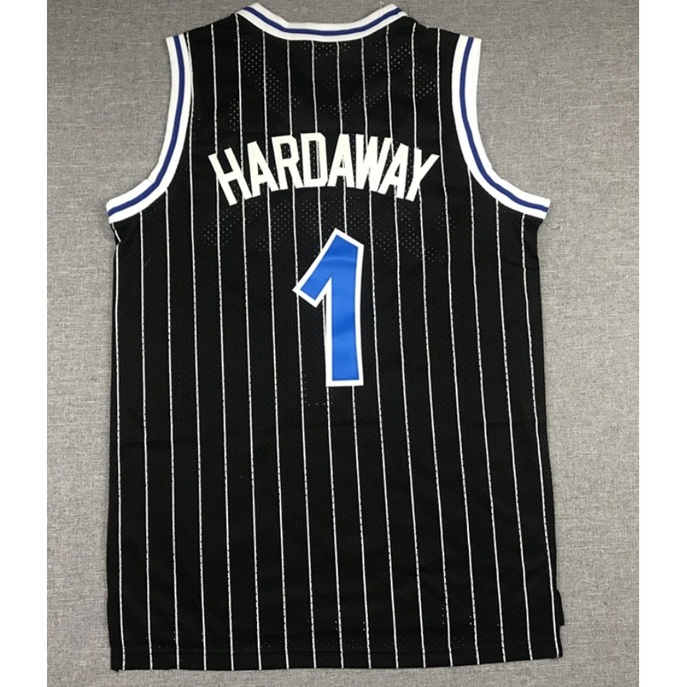 NBA nam mới Orlando Magic 1 Anfernee Hardaway retro thêu áo bóng rổ jersey dải màu đen