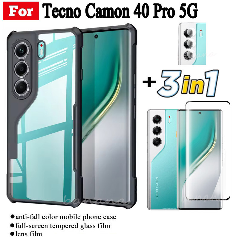 Ốp điện thoại di động chống rơi 3in1 Tecno Camon 40 Pro 5G cho Tecno Camon 40 Pro Camon40 Phim kính 