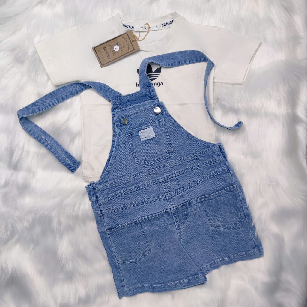 Yếm Jean bé gái nhỡ đại hàng loại 1, yếm bò trẻ em dáng ngắn, quần yếm jean 2 dây chất jean mềm kèm 