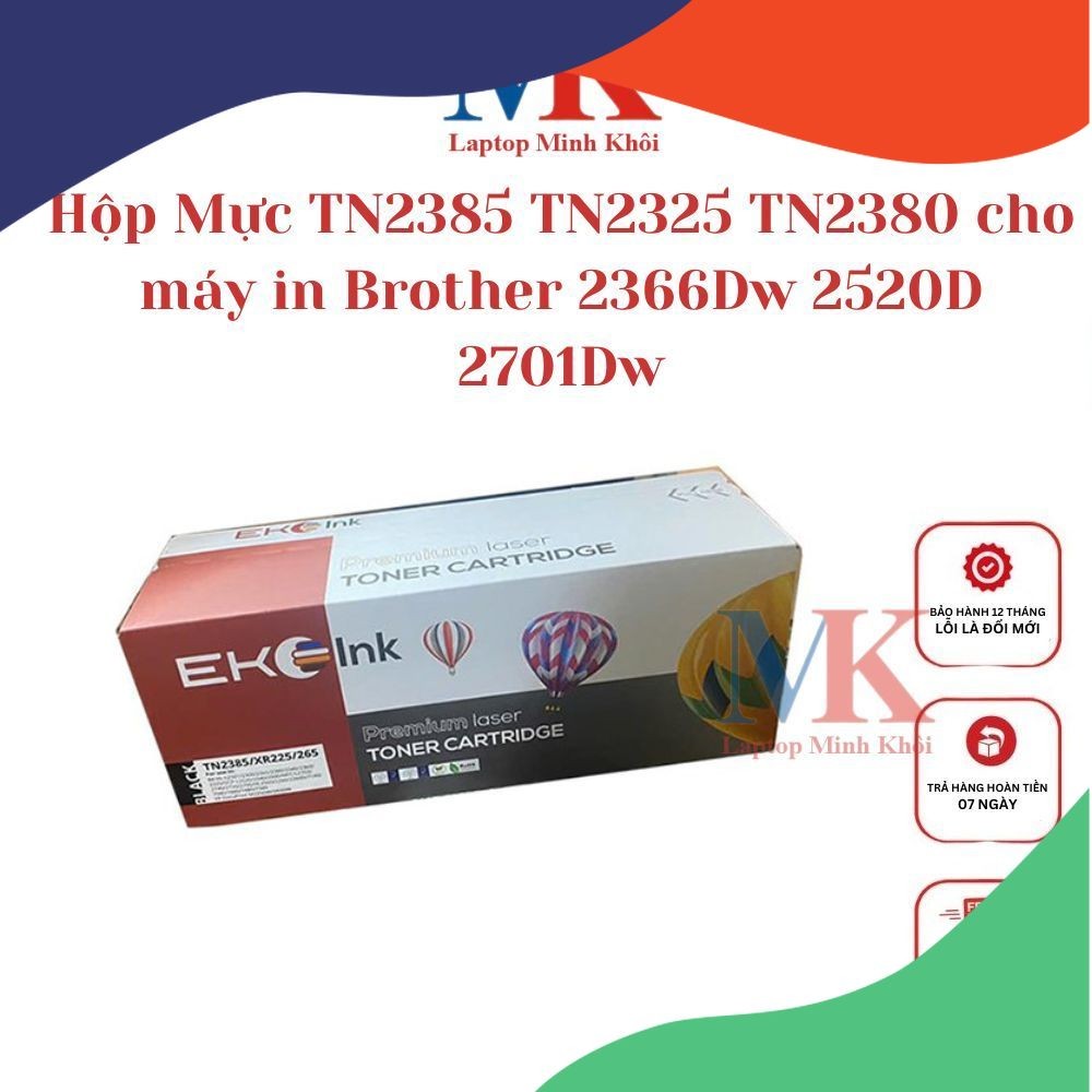 Hộp Mực TN2385 TN2325 TN2380 dùng cho máy in Brother 2366Dw 2520D 2701Dw, Có nắp đổ mực, mực thải