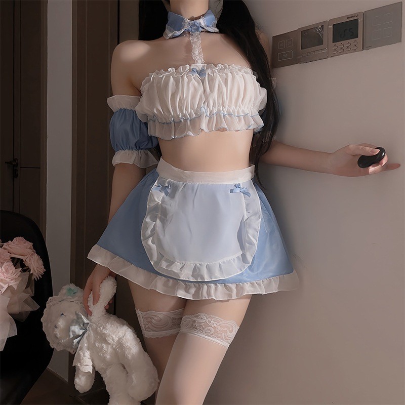 Đồ hầu gái cosplay anime Nhật Bản sexy gợi cảm set ngủ nữ giúp việc tạp dề trắng xanh cute dễ thương BIKI HOUSE N772 | BigBuy360 - bigbuy360.vn