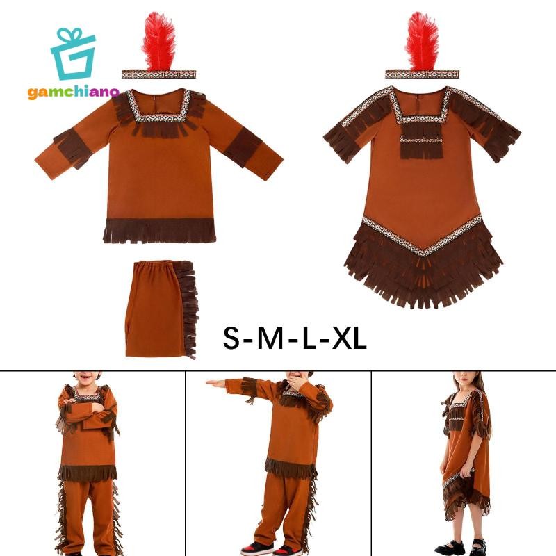 Trẻ Em Ấn Độ Trang Phục Người Mỹ Ấn Độ Đầm Lạ Mắt Trang Phục Nữ Ấn Độ