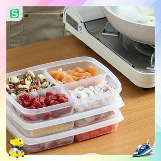 Hộp nhựa chia ngăn đựng thực phẩm NAKI 4 NGĂN LAU3, thức ăn dặm cho bé chữ nhật 4 ngăn bằng nhựa, nắp đậy kín