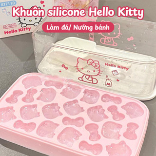 Khay Làm Đá Hello Kitty 24 Ô Luxhome Có Hộp Đựng Nắp Đậy – Khuôn Silicone An Toàn Làm Đá Viên, Thạch Pudding, Kẹo Dẻo