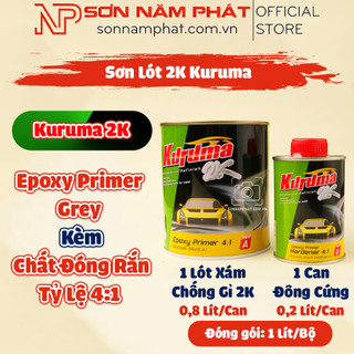 Sơn Lót 2K Chống Gỉ Kuruma Epoxy Primer 4:1 Màu Xám Bộ 1 Lít