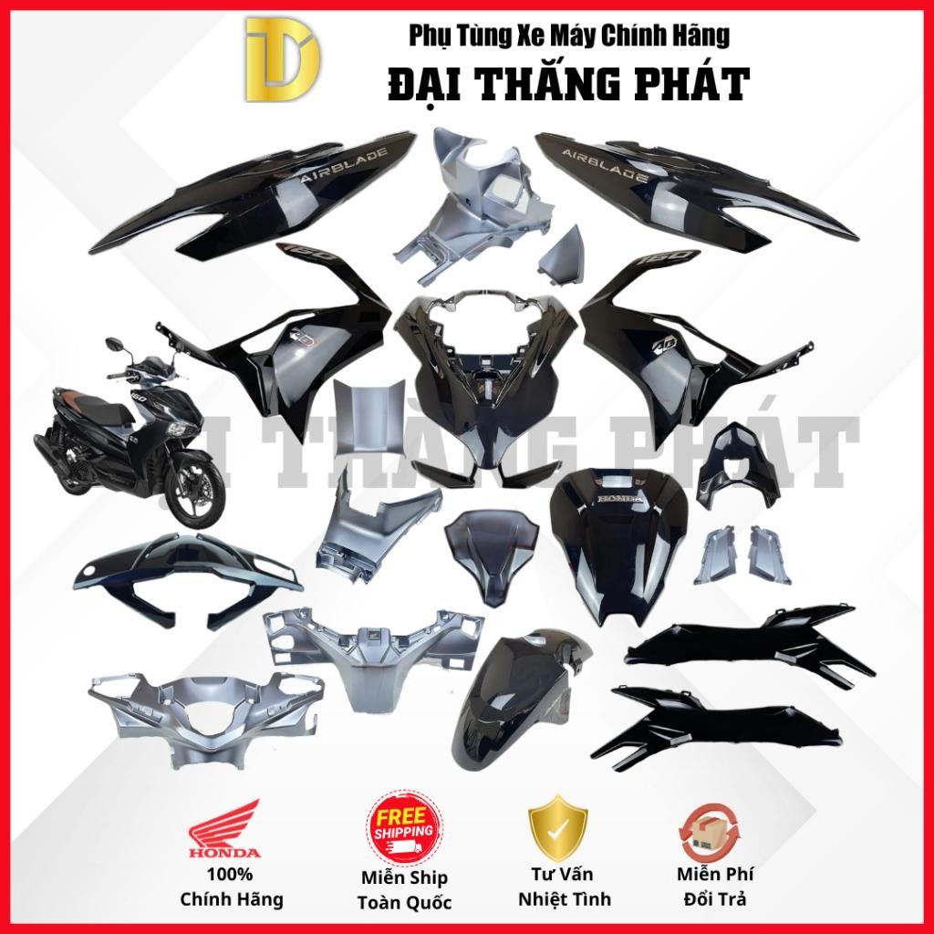 (Có bán lẻ) Dàn áo xe Air Blade 160cc K2Z/K3A (4Val) (2023-2024) màu Đen xám - NHB25M - bản tiêu chuẩn chính hãng Honda