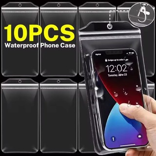 1 / 3 / 5 / 10 Vỏ điện thoại chống nước Vỏ nhựa PVC trong suốt, Túi đựng màn hình cảm ứng chống mưa có dây đeo cổ để bơi lội / đi bộ đường dài / sử dụng hàng ngày 6,8 / 7,2 Inch