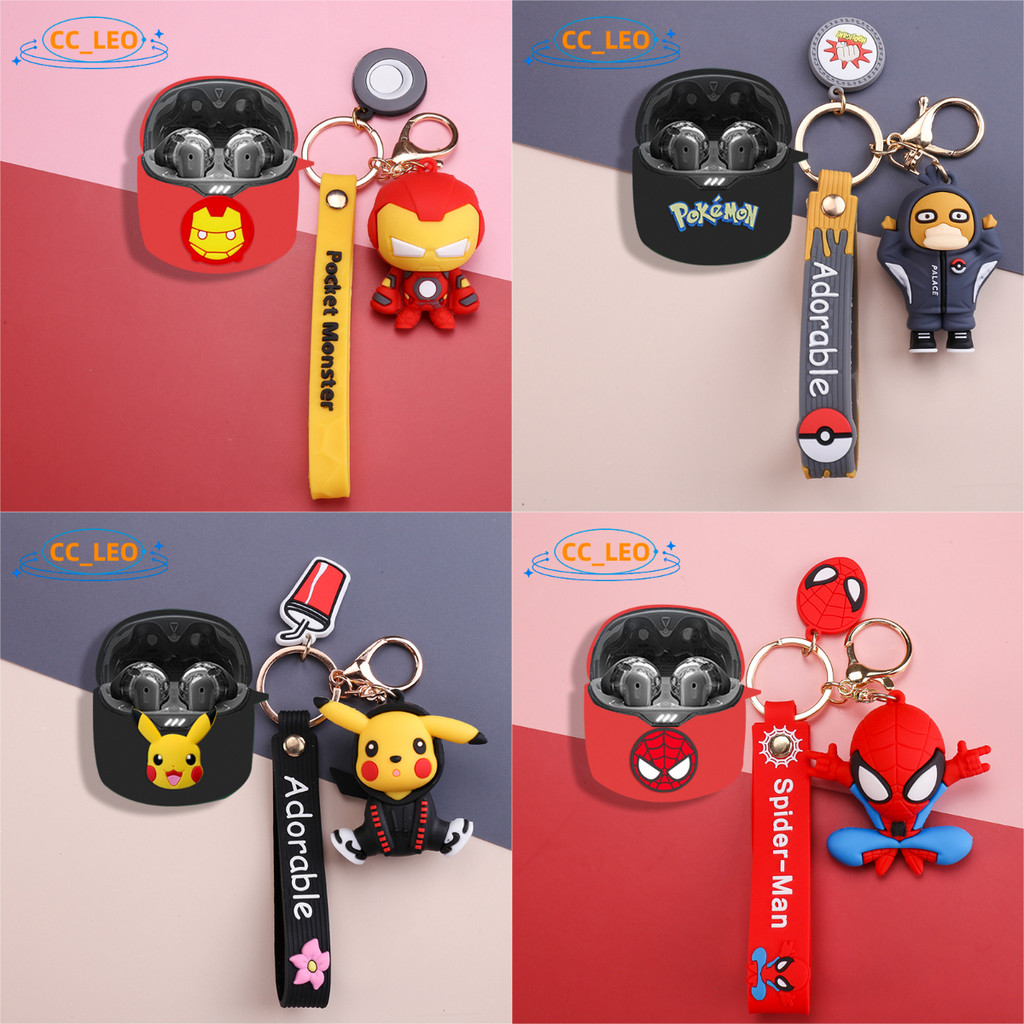 For JBL TUNE FLEX 2 Case Cute Keychain Pendant JBL TUNE FLEX 2 Transparent Soft Case JBL TUNE FLEX 2