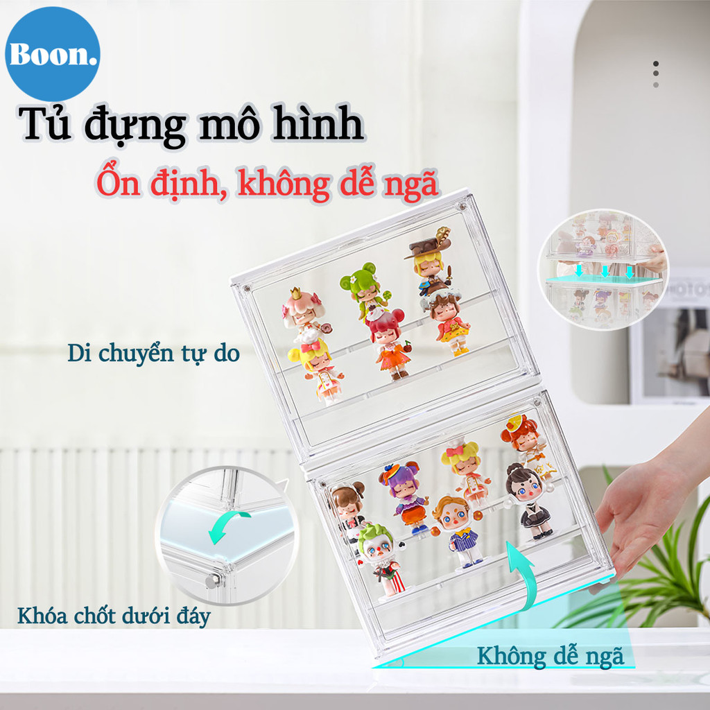 Tủ Trưng Bày Mica, Tủ, Hộp Trưng Bày Trong Suốt 3 Tầng Bảo Quản Mô Hình Blindbox,, có khả năng xếp c