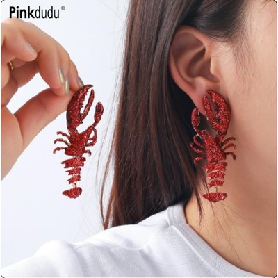 Pinkdudu Mùa Hè BOHO Vỏ Đại Dương Tôm Hùm Hợp Kim Kẽm Bông Tai Thả Hợp Thời Trang Nữ Trang Sức PD2249