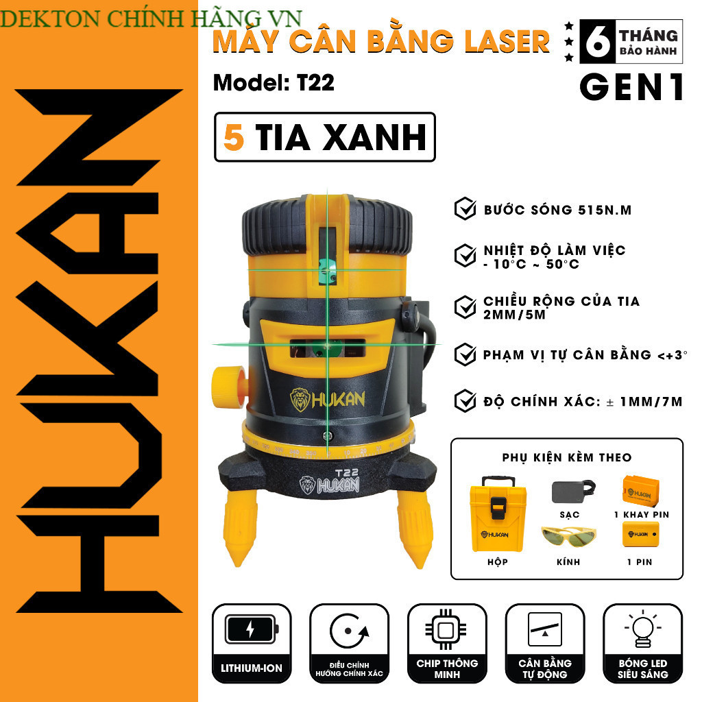 [Chính hãng] Máy Cân Bằng Laze HUKAN HK-T22 - Máy cân mực Hukan chính hãng DEKTON C. HÃNG