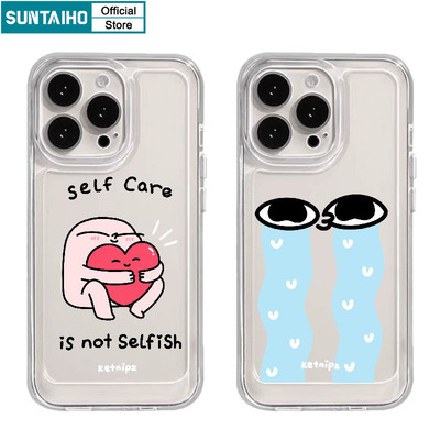 Suntaiho Phong Cách Chữa Bệnh Họa Tiết Hoạt Hình Ốp Điện Thoại TPU Trong Suốt Mềm Cao Cấp Chống Sốc Cho iPhone 11 12 13 14 15 16 Pro max IP 7 8 Plus Iphon X Xs XR Xs max