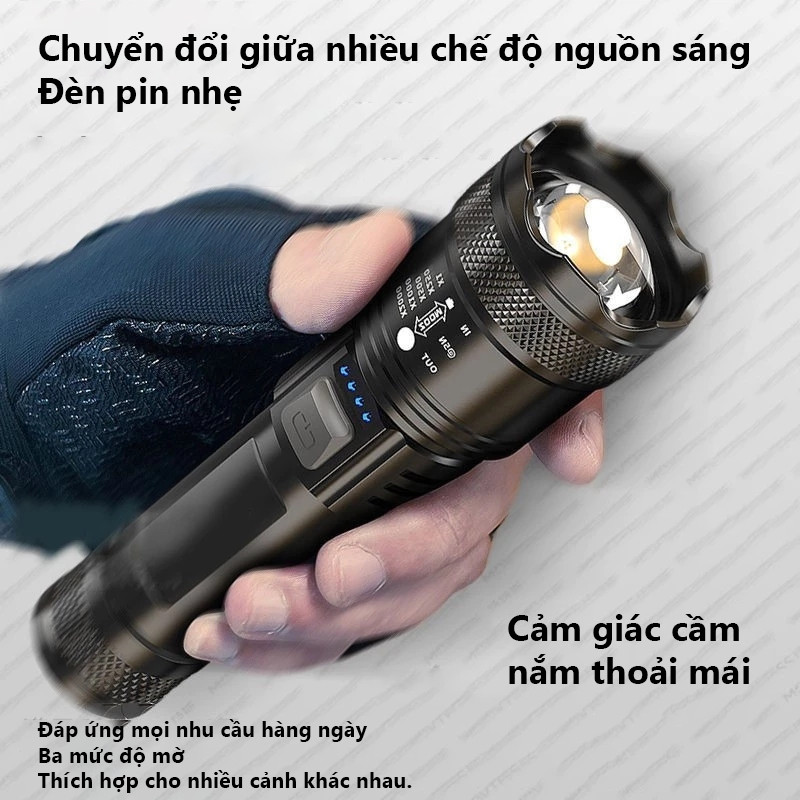 Đèn Pin LED Cầm Tay Siêu Sáng Pin Trâu 3 Chế Độ, Pin Tích Điện Dùng Tới 6h Liên Tục, Chống Nước Tốt | BigBuy360 - bigbuy360.vn