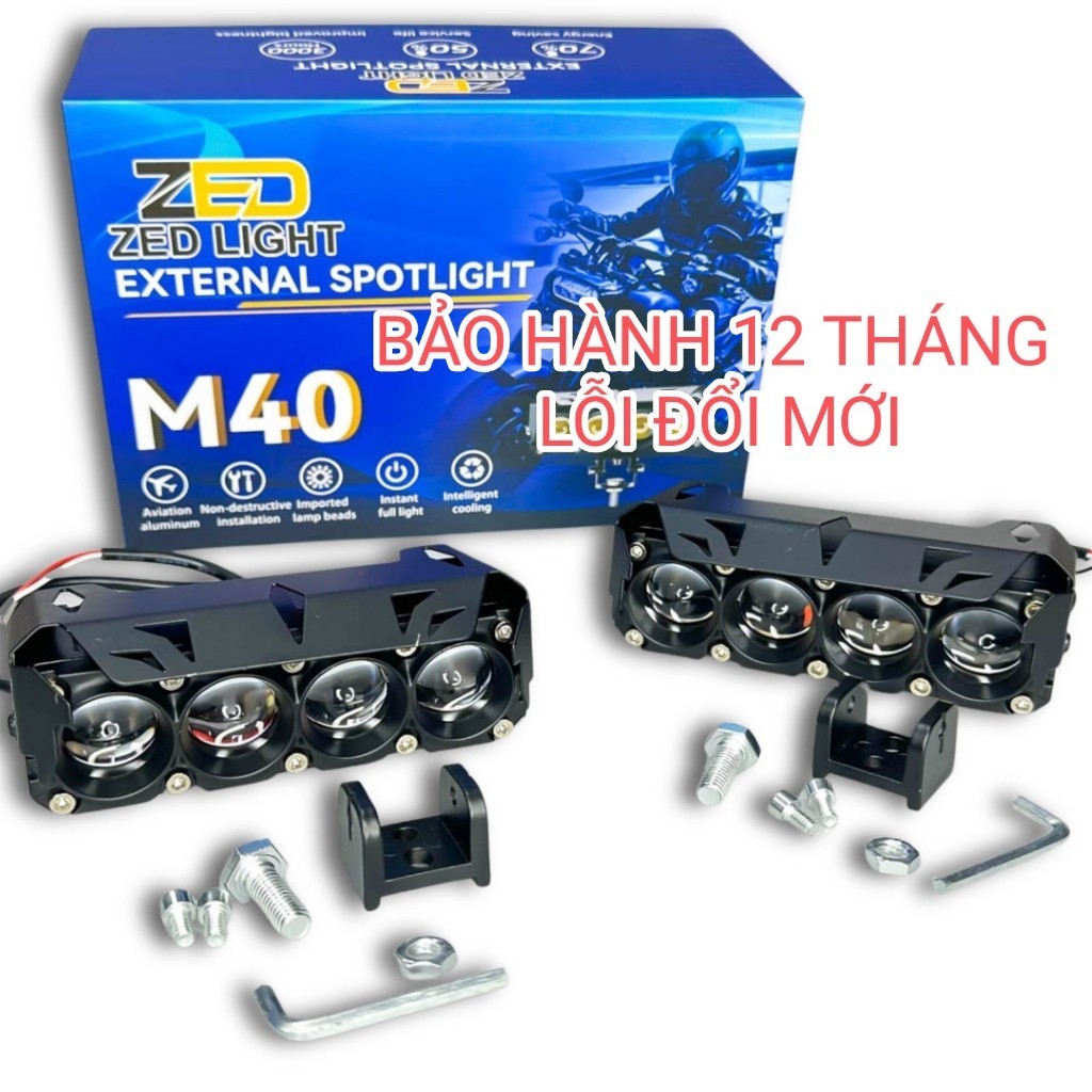 Trợ Sáng Bi Cầu M40 Zlight Cos Vàng Pha Trắng Có Quạt Tản Nhiệt Chạy Điện 12V-24V Chống Nước Ip68 Bả