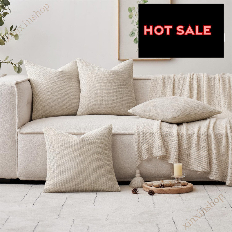 Vỏ gối Sofa mềm vuông 45x45 màu trơn ~