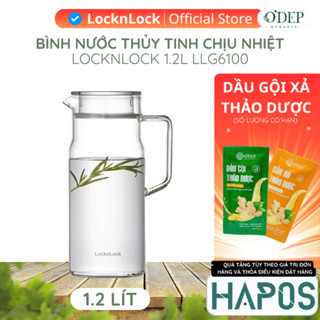 Bình nước thuỷ tinh LocknLock 1.2L chịu nhiệt Metro Glass LLG6100 - HAPOS LOF