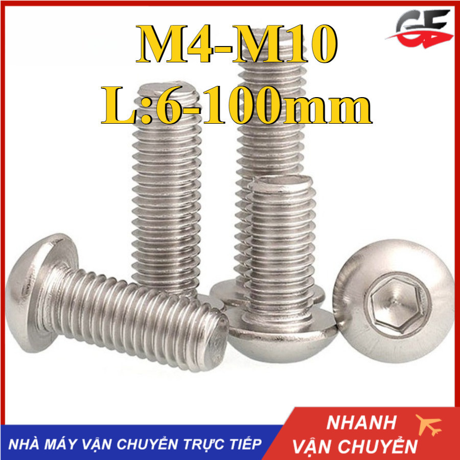 A4-80 Bulong inox 316 lục giác Đầu tròn/Bulong inox lục giác đầu dù M4 / M5 / M6 / M8 / M10 * L6-100