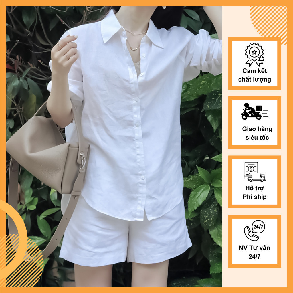 Set bộ nữ Sơ Mi Cộc, Set đồ nữ áo sơ mi quần short lưng thun, chất liệu đũi tơ xước cao cấp mềm mịn,