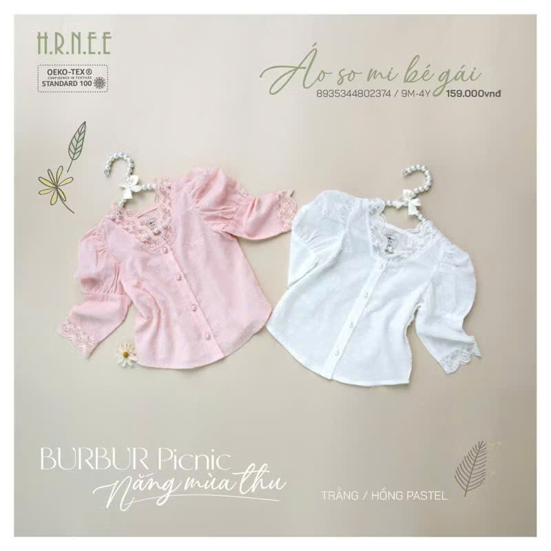 HRNEE - Áo sơ mi bé gái
