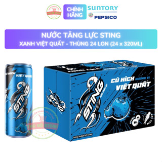 Nước Tăng Lực Sting Việt Quất (Xanh) - Thùng 24 Lon x 320ML
