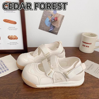 SHANMUSENLIN✨ Giày Trắng Velcro rỗng dễ thương và xấu xí nữ mùa hè mới lưới thoáng khí sinh viên giày trượt băng thông thường