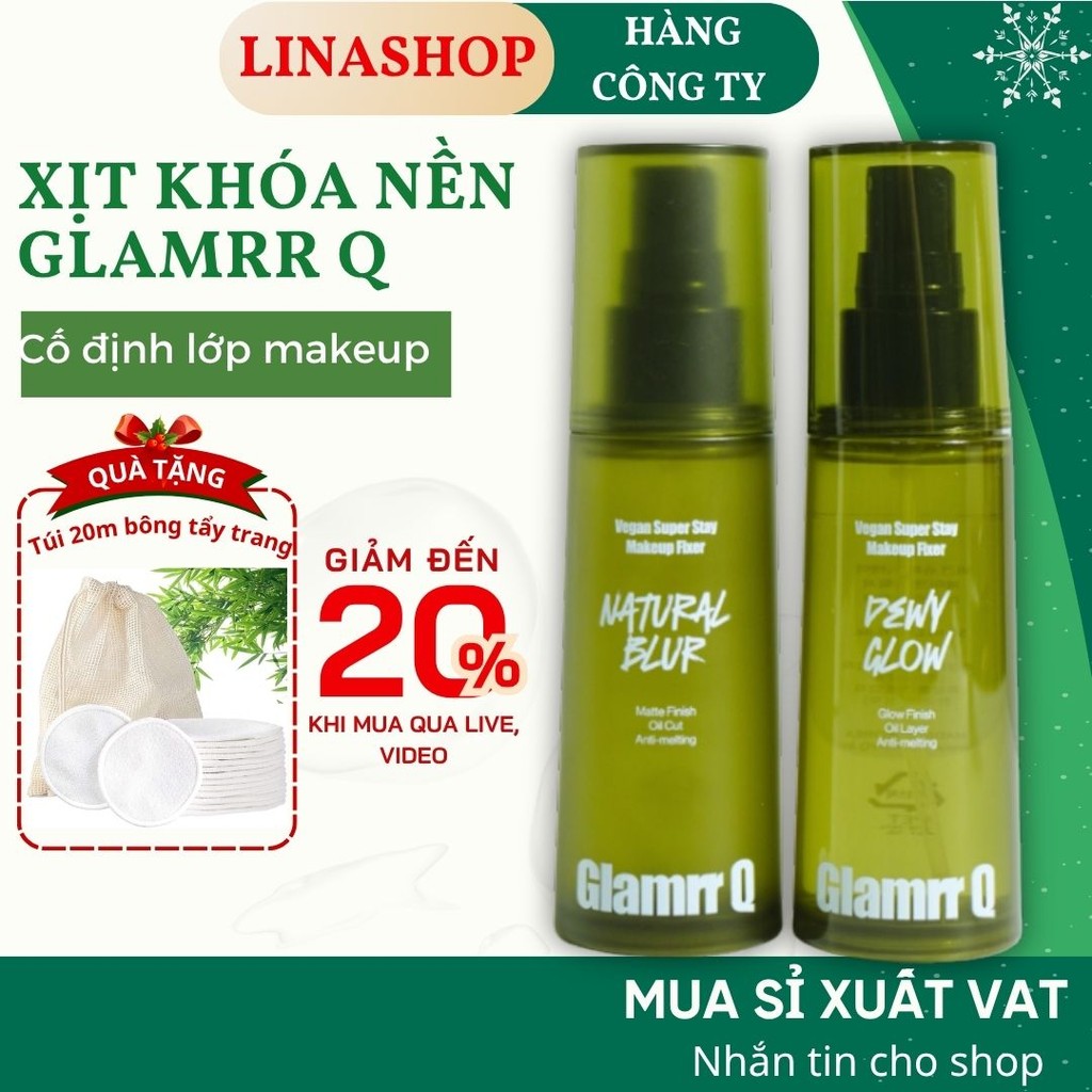 Xịt Khóa Nền Glamrr Q Xịt Khóa Nền Cố Định Lớp Makeup Glamrr Q Vegan Super Stay Makeup Fixer 50ml - 