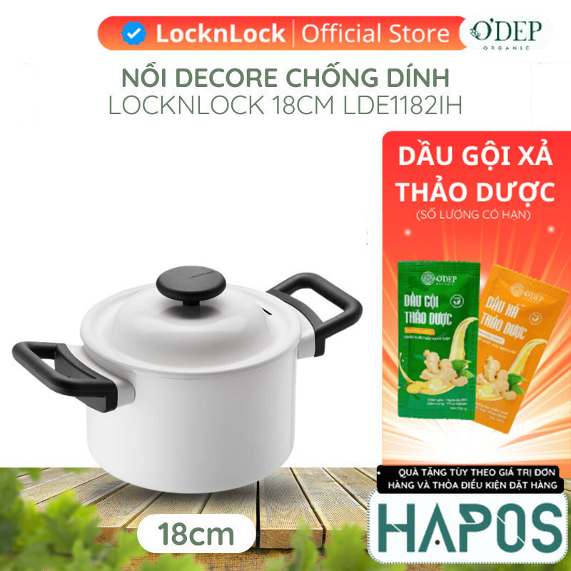 Nồi Decore  18CM - Màu Ivory - Chính hãng LocknLock LDE1182IH - HAPOS OFFICIAL