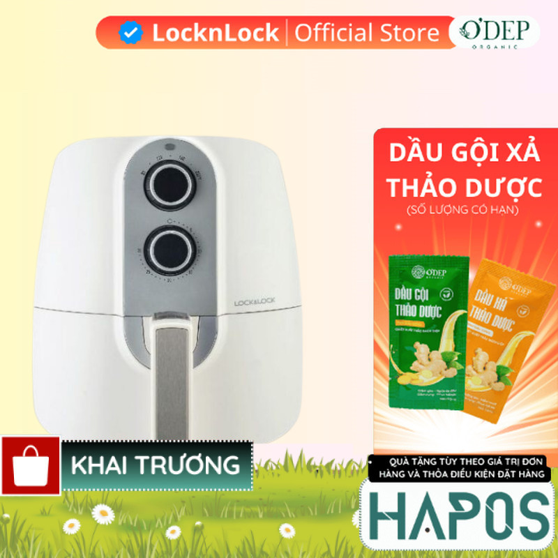 Nồi chiên không dầu 5.2L LocknLock Chính hãng  EJF151WHT   - HAPOS LOCKNLOCK OFC