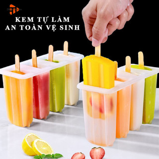  Bộ 4 ô khuôn làm kem que SHOPPINGCENTER Khay làm kem trái cây chất liệu PP Dụng cụ làm kem que tự làm trong nhà bếp 