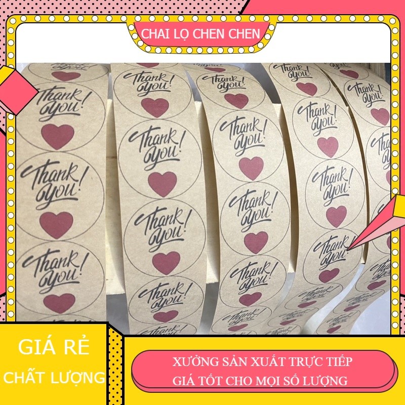 COMBO TEM THANK YOU - DECAL GIẤY Kraft Size 4*4